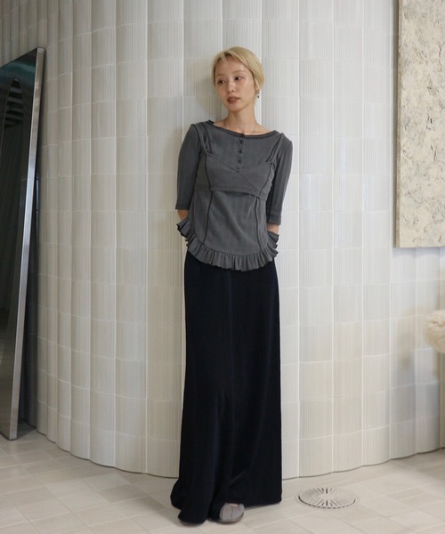 tシャツ 「 ZOZOTOWN限定 」EYELET HENLEY CUT TOP SET BUSTIER レディースの画像