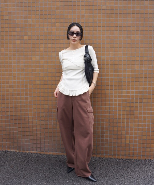 tシャツ 「 ZOZOTOWN限定 」EYELET HENLEY CUT TOP SET BUSTIER レディースの画像