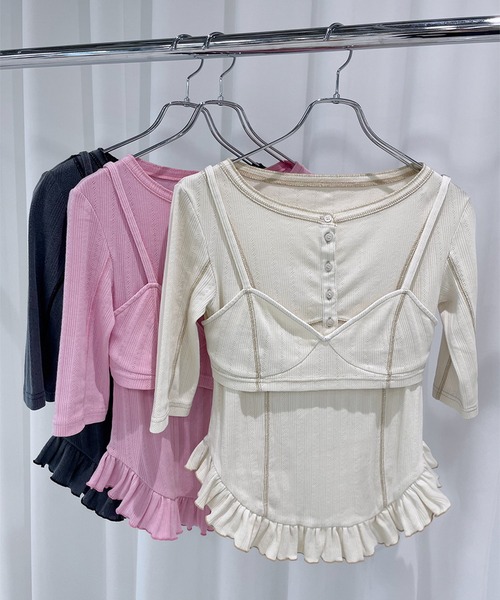 tシャツ 「 ZOZOTOWN限定 」EYELET HENLEY CUT TOP SET BUSTIER レディースの画像