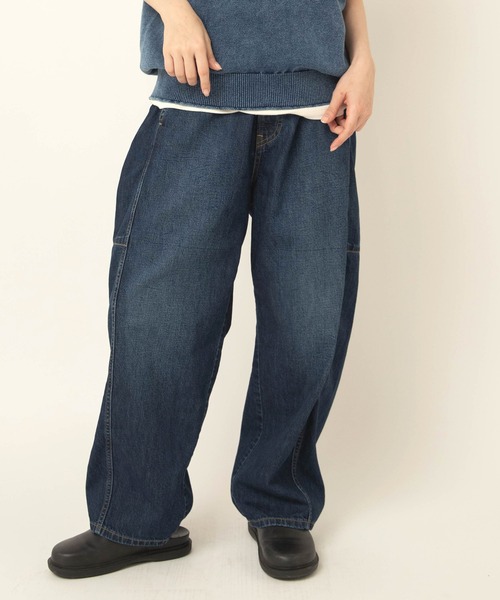 ワイドパンツ ジーンズ デニム デニムパンツ R4474 デザインカーブデニム レディースの画像