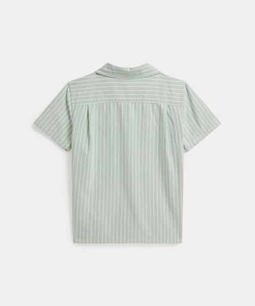 ブラウス シャツ ストライプド コットン オックスフォード キャンプ シャツ キッズ 子供服 男の子の画像