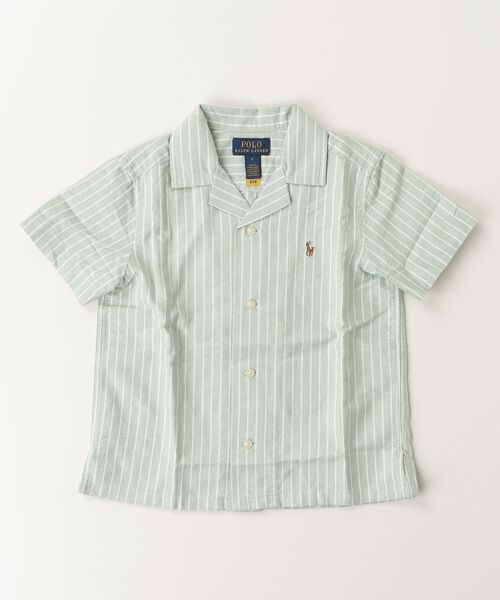ブラウス シャツ ストライプド コットン オックスフォード キャンプ シャツ キッズ 子供服 男の子の画像