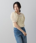 tシャツ 半袖 シャーリングフラワーテクスチャ...の詳細画像3
