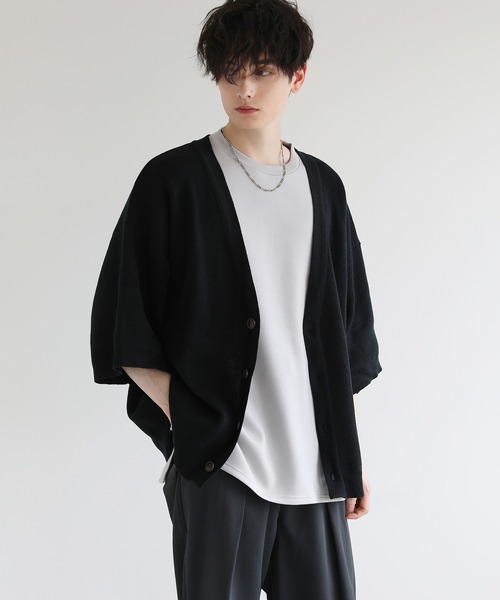 「LILL」 ニットカーディガン M グリーン メンズ_画像2