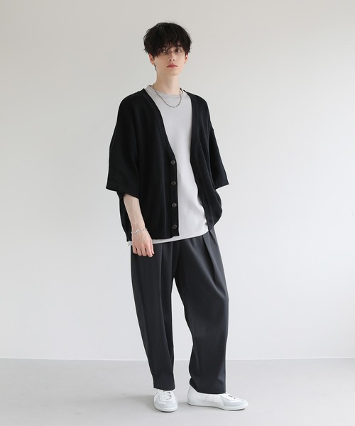 「LILL」 ニットカーディガン M グリーン メンズ_画像3