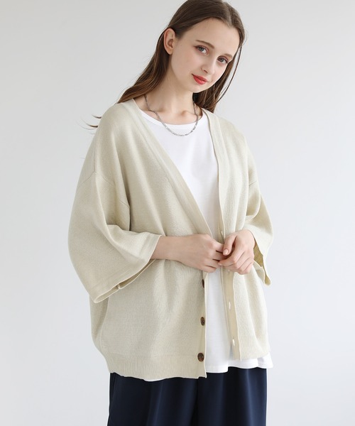「LILL」 ニットカーディガン M グリーン メンズ_画像9