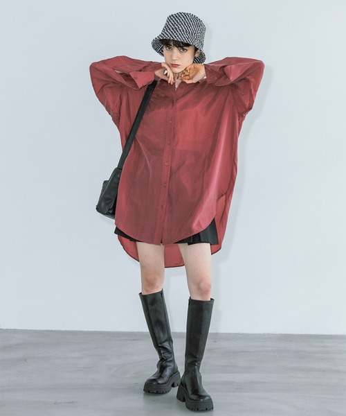 「PAGEBOY」 長袖シャツ FREE ボルドー レディース_画像2