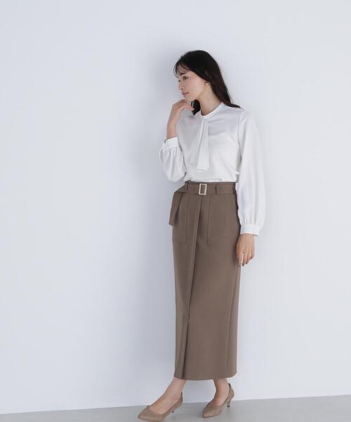 「NATURAL BEAUTY BASIC」 長袖ブラウス MEDIUM オフホワイト レディース_画像3