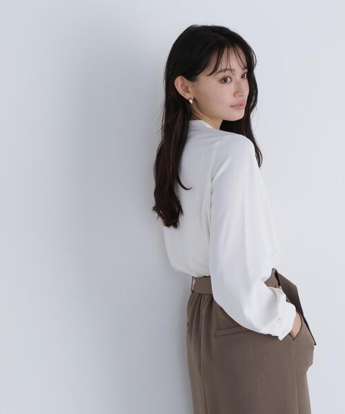 「NATURAL BEAUTY BASIC」 長袖ブラウス MEDIUM オフホワイト レディース_画像4