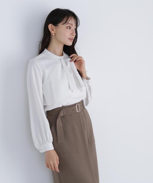「NATURAL BEAUTY BASIC」 長袖ブラウス MEDIUM オフホワイト レディース_画像8