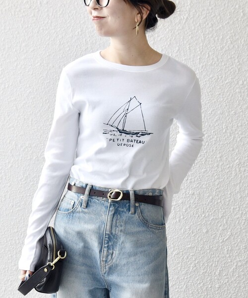 「PETIT BATEAU」 長袖カットソー ONE SIZE ホワイト レディース_画像4