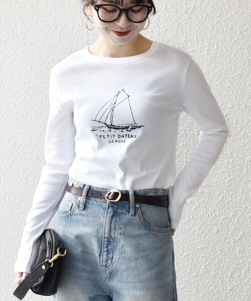 「PETIT BATEAU」 長袖カットソー ONE SIZE ホワイト レディース_画像5