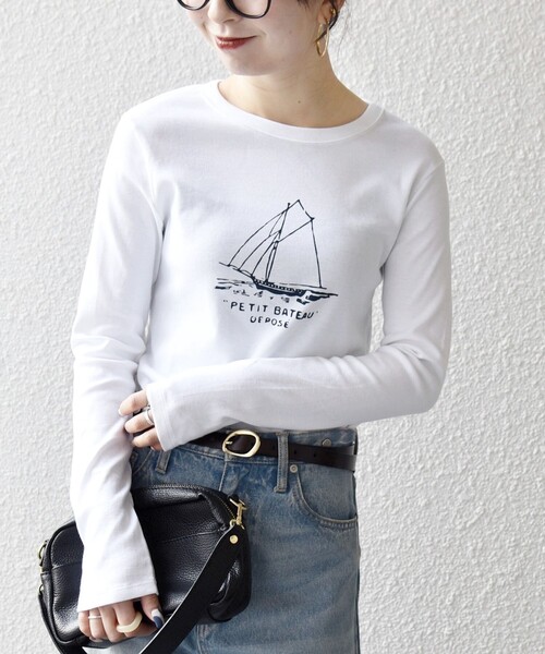 「PETIT BATEAU」 長袖カットソー ONE SIZE ホワイト レディース_画像9