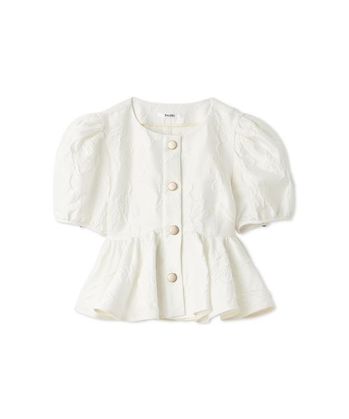 SNIDEL ジャガードペプラムブラウス 半袖 SNIDEL（スナイデル） ブラウス シャツ 半袖 ジャガードペプラム