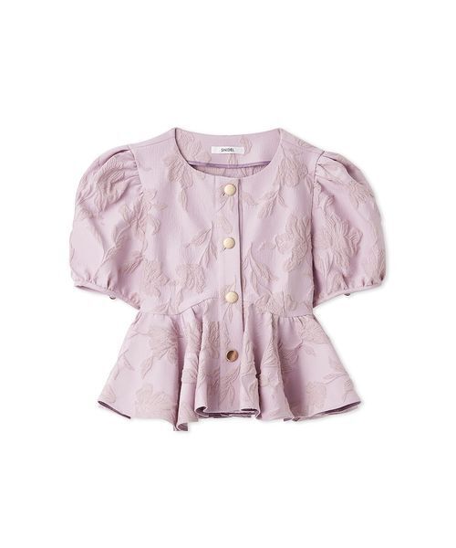 SNIDEL ジャガードペプラムブラウス 半袖 SNIDEL（スナイデル） ブラウス シャツ 半袖 ジャガードペプラム