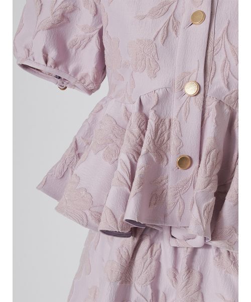 SNIDEL ジャガードペプラムブラウス 半袖 SNIDEL（スナイデル） ブラウス シャツ 半袖 ジャガードペプラム
