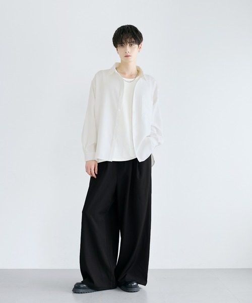LILL（リル） シャツ ルーズシルエットドレープリラクシング長袖シャツ
