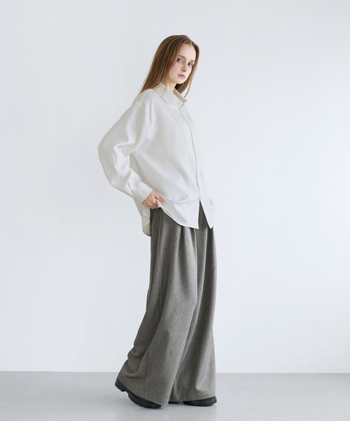 LILL（リル） シャツ ルーズシルエットドレープリラクシング長袖シャツ