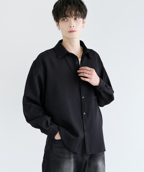 LILL（リル） シャツ ルーズシルエットドレープリラクシング長袖シャツ