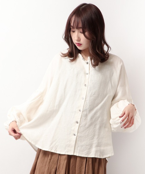 Bansan リネン　長袖 ブラウス ubasoku（ウバソク） リネンシャツ ブラウス シャツ 「ubasoku」リネン