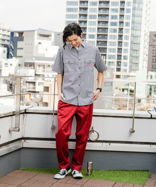 Dickies（ディッキーズ） シャツ 半袖 ヒッコリーストライプワーク