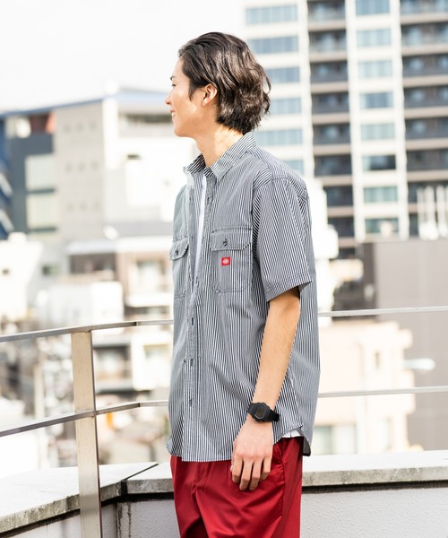 Dickies（ディッキーズ） シャツ 半袖 ヒッコリーストライプワーク