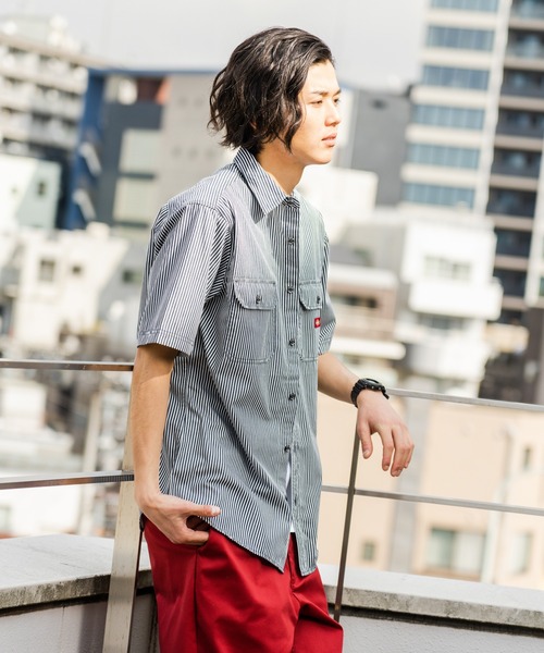 Dickies（ディッキーズ） シャツ 半袖 ヒッコリーストライプワーク