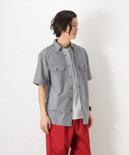 Dickies（ディッキーズ） シャツ 半袖 ヒッコリーストライプワーク