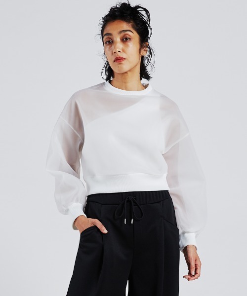 tシャツ Tシャツ インナー付きシースルートップス 