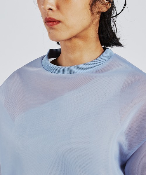 tシャツ Tシャツ インナー付きシースルートップス 