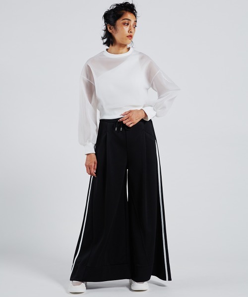 tシャツ Tシャツ インナー付きシースルートップス 