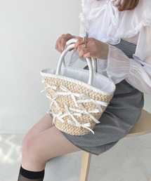 AS KNOW かごバッグ カゴバッグ リボン付きバケツトートバッグ