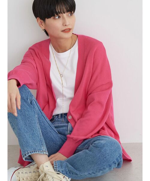 【未着用.美品】カットワークローズニットカーディガン しっとり保湿シアバター加工＆ハンドウォッシュ♪ハート釦ニット