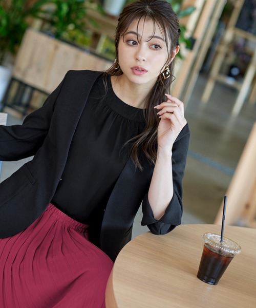 マルチサイズ ブラウス シャツ フレアスリーブトップス レディース NATURAL BEAUTY BASIC マルチサイズ ブラウス シャツ サテン