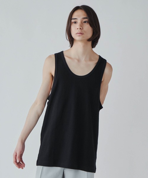 lelill　ハイテクワッフルタンクトップ　黒 lelill レリル【日本製】ハイテクワッフルタンク