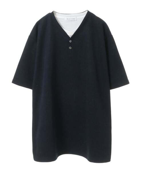 【MASTER FRAME】フェイクレイヤードヘンリーネックTシャツ MASTER FRAME】フェイクレイヤードヘンリーネックTシャツ（T