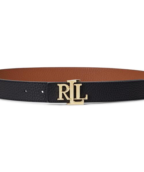 【美品】RALPH LAUREN ベルト ヒョウ柄 レディース LAUREN RALPH ベルト ロゴ リバーシブル ペブルド レザー