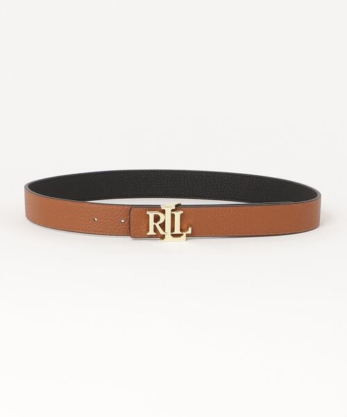 LAUREN RALPH ベルト ロゴ リバーシブル ペブルド レザー