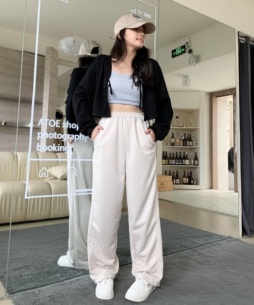 ワイドレッグ スウェットパンツ サイドライン ジャージ スウェットパンツ ジャージ サイドライン ワイドスウェット
