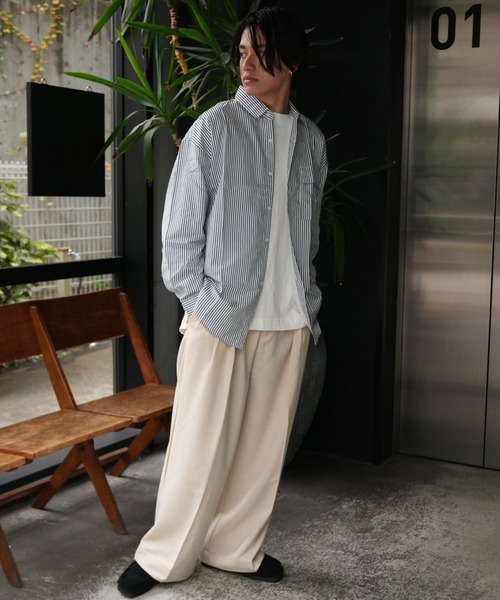 GO TO HOLLYWOOD ストライプシャツ　01 シャツ ベーシック ワイドシルエット ストライプシャツ メンズ