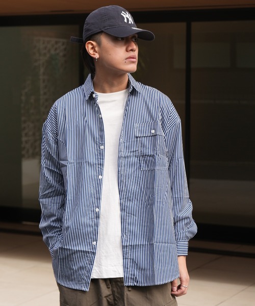 シャツ ベーシック ワイドシルエット ストライプシャツ メンズ