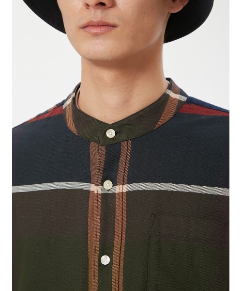 Barbour Reyner タータンチェック バンドカラー シャツ　38 Reyner タータンチェック バンドカラー シャツ（オーバーサイズ