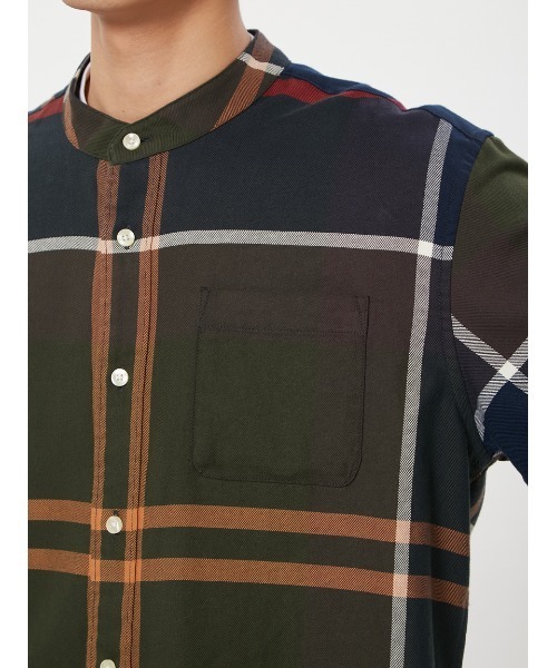 Barbour Reyner タータンチェック バンドカラー シャツ　38 Reyner タータンチェック バンドカラー シャツ（オーバーサイズ