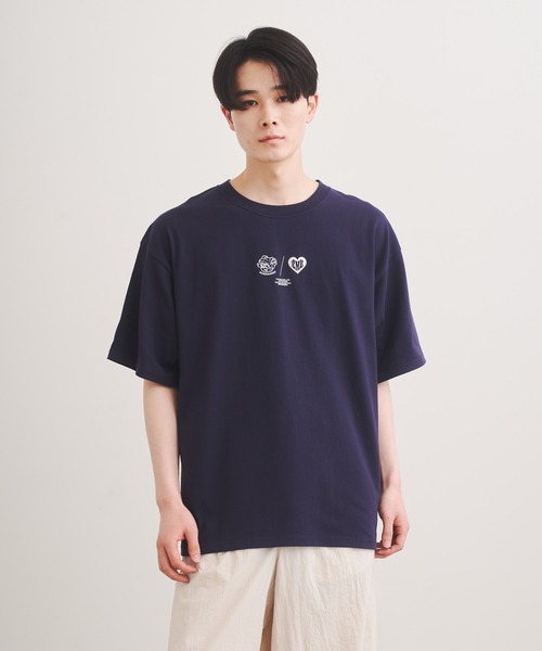 tシャツ heart print long t-shirt レディース メンズ BASICKS - 【24AW】ロングスリーブ 刺繍 Tシャツ / 