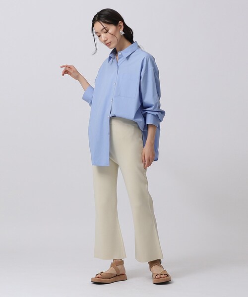 INDIVI GALLEST パンツ クロップドフレアニットパンツ