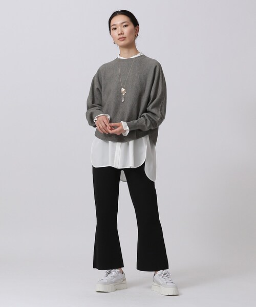 INDIVI GALLEST パンツ クロップドフレアニットパンツ