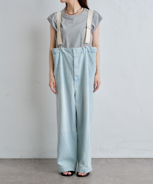 PUAL CE CIN  2WAYサスペンダーコットンリネンデニムパンツ 2WAYサスペンダーパンツコットンリネンデニムパンツ（デニム