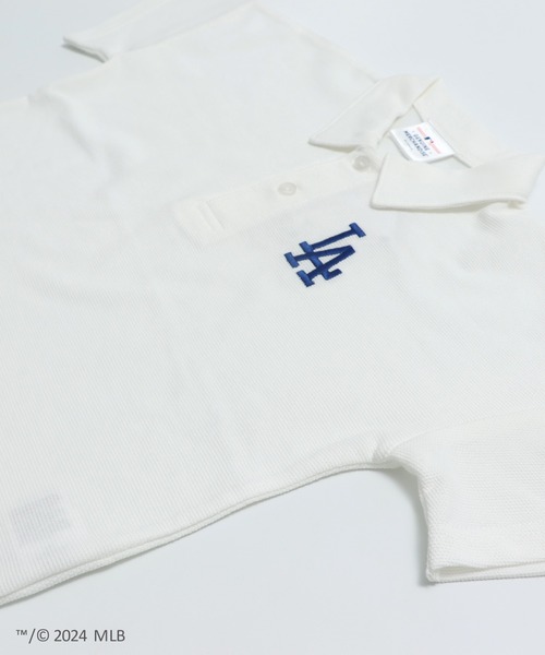 ホワイトポロシャツ 半袖 ロゴ刺繍 MLB ポロシャツ 刺繍ロゴ 半袖ポロシャツ キッズ 子供服 男の子