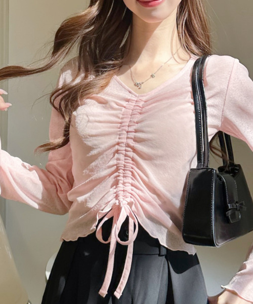 美品✨フミカウチダ レイヤードシアークロップドトップス ホワイト Ada. tシャツ フロント ドロスト シアー クロップド プルオーバー