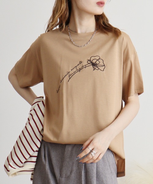tシャツ BRODIAEA シンプル刺繍Tシャツ レディース tシャツ BRODIAEA シンプル刺繍Tシャツ レディース : ZOZOTOWN